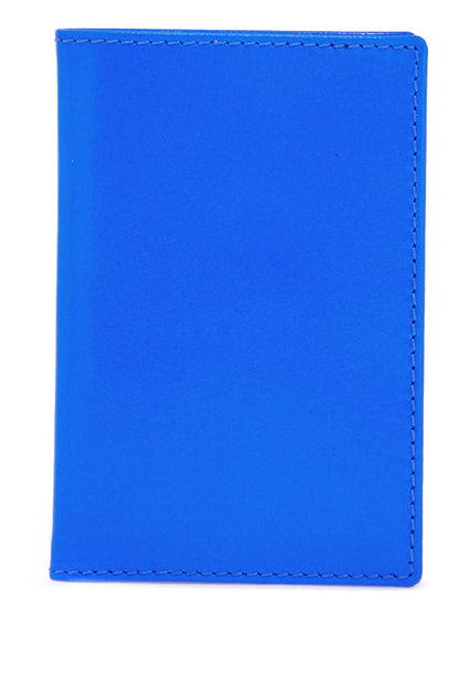 Super Fluorescent Blue Goat Leather Wallet With 3 Compartments  - Blue