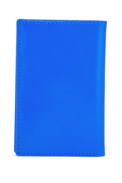 Super Fluorescent Blue Goat Leather Wallet With 3 Compartments  - Blue