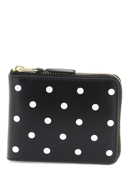 Polka Dot Zip Around Wallet  - Black