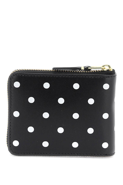 Polka Dot Zip Around Wallet  - Black