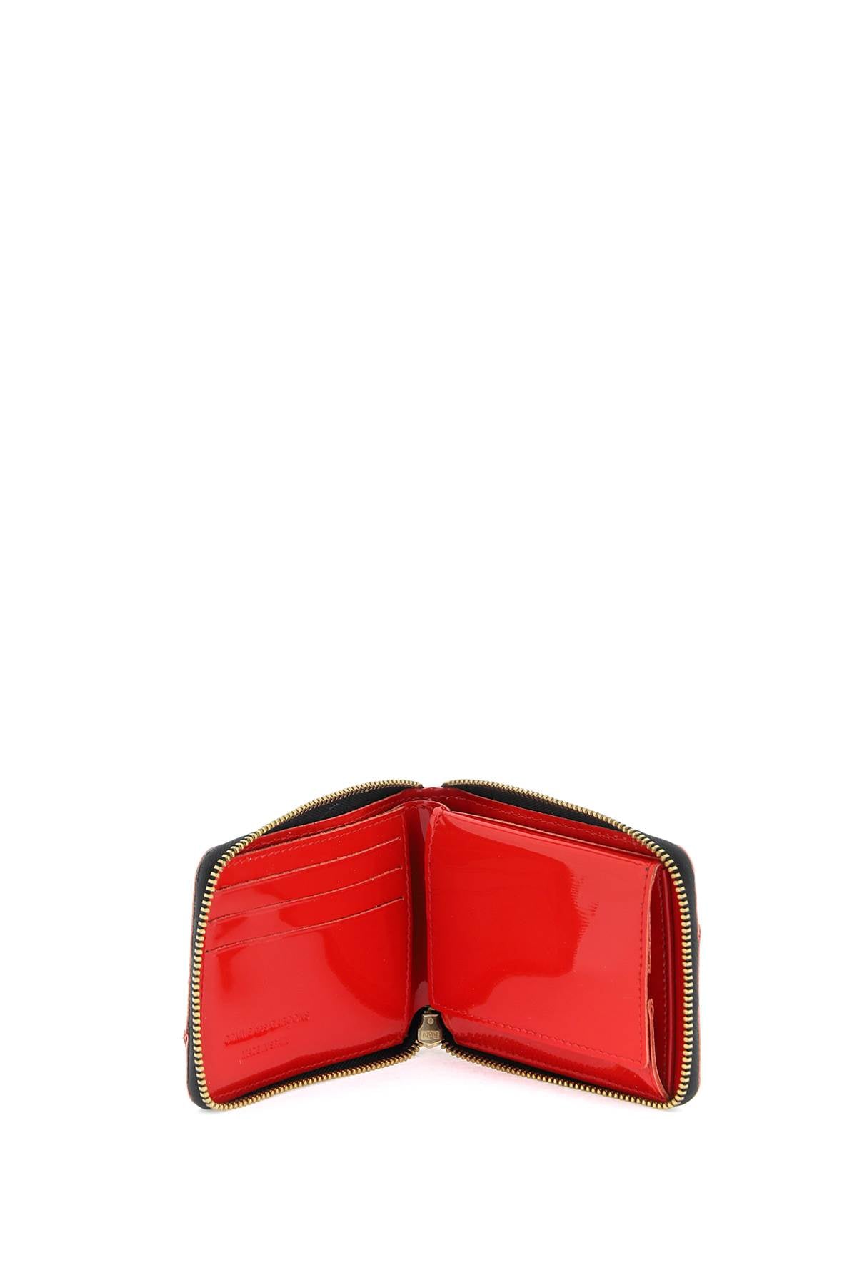 Zip Around Patent Leather Wallet With Zipper  - Red