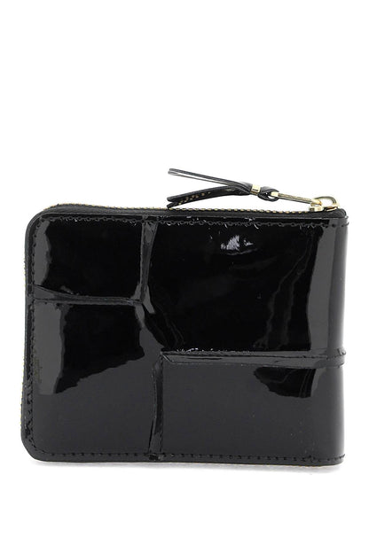 Zip Around Patent Leather Wallet With Zipper  - Black