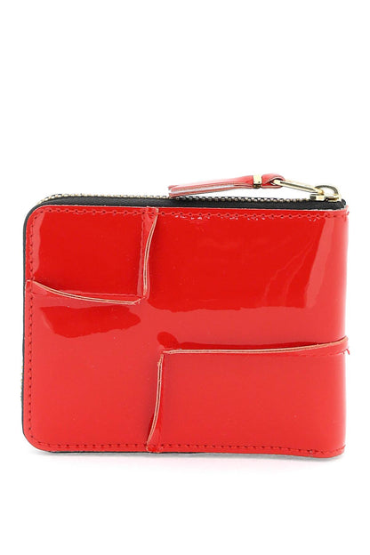 Zip Around Patent Leather Wallet With Zipper  - Red