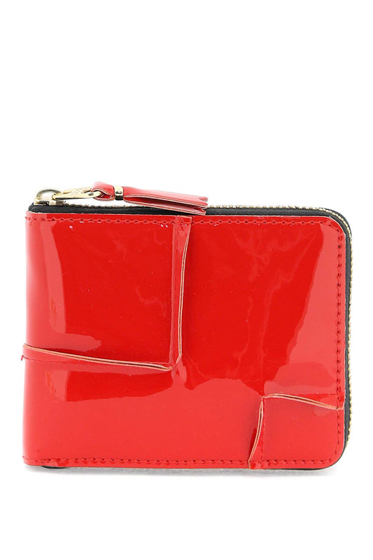 Zip Around Patent Leather Wallet With Zipper  - Red