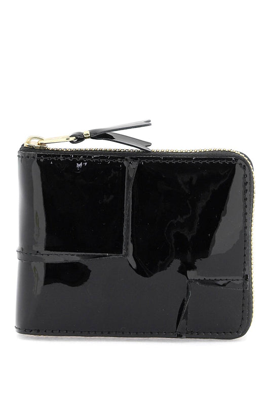 Zip Around Patent Leather Wallet With Zipper  - Black