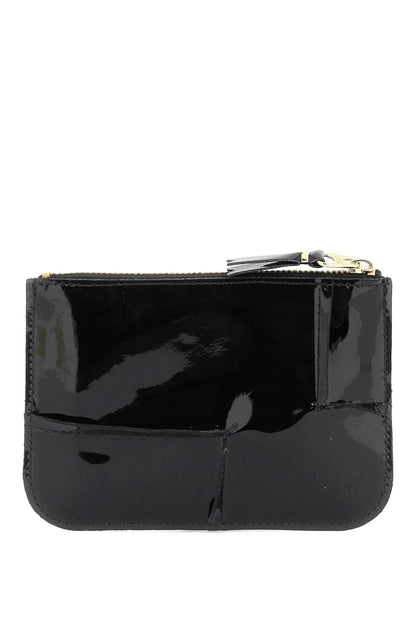 Zip Around Patent Leather Wallet With Zipper  - Black