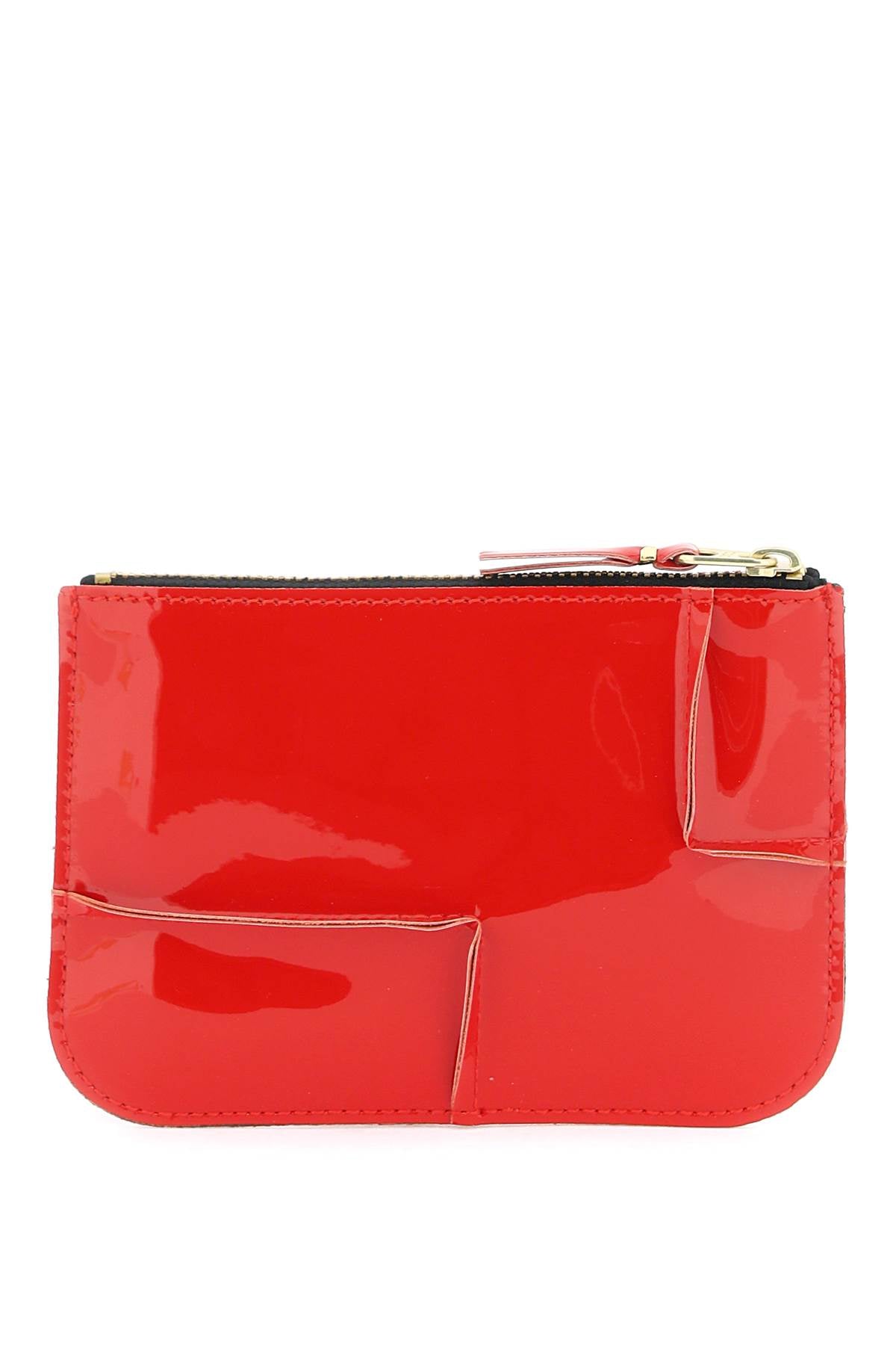 Zip Around Patent Leather Wallet With Zipper  - Red