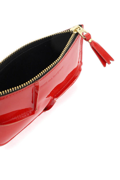 Zip Around Patent Leather Wallet With Zipper  - Red