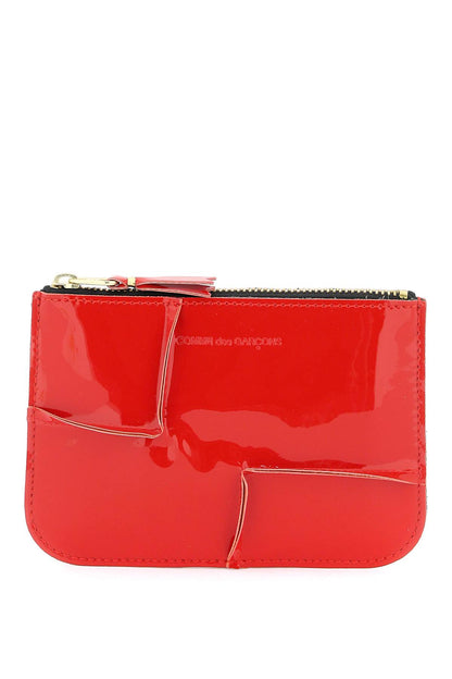 Zip Around Patent Leather Wallet With Zipper  - Red