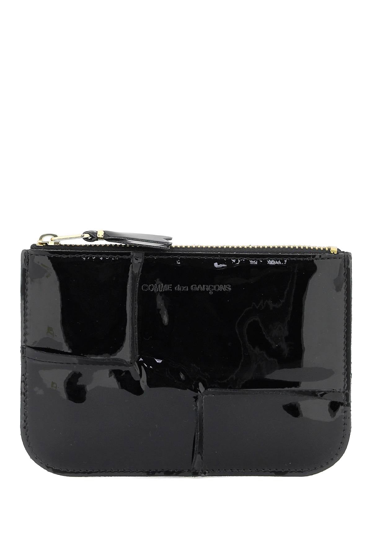 Zip Around Patent Leather Wallet With Zipper  - Black