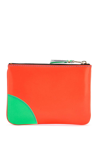 Fluorescent Orange Goat Leather Wallet With Colorful Details  - Orange