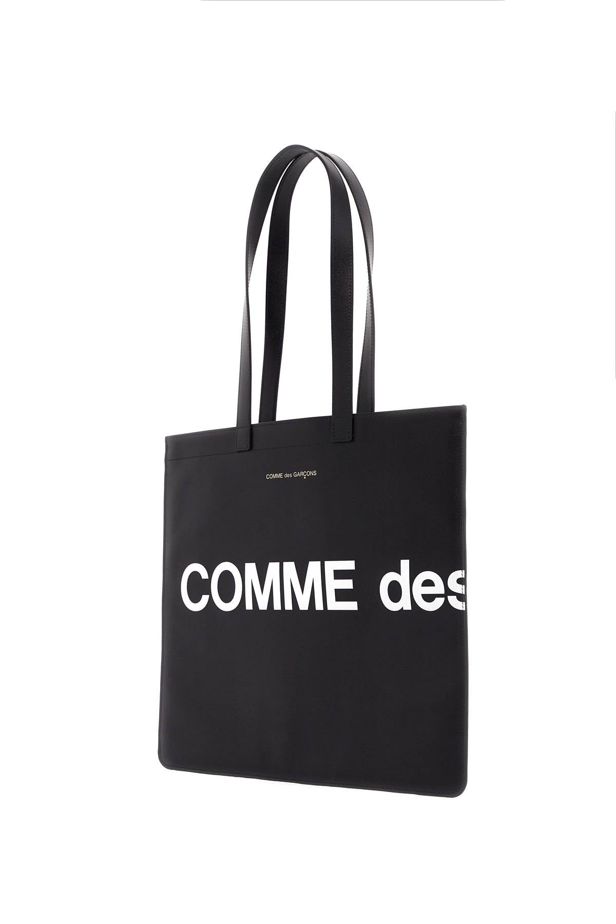 Logo Leather Tote Bag  - Black