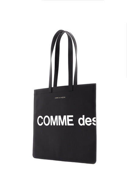 Logo Leather Tote Bag  - Black