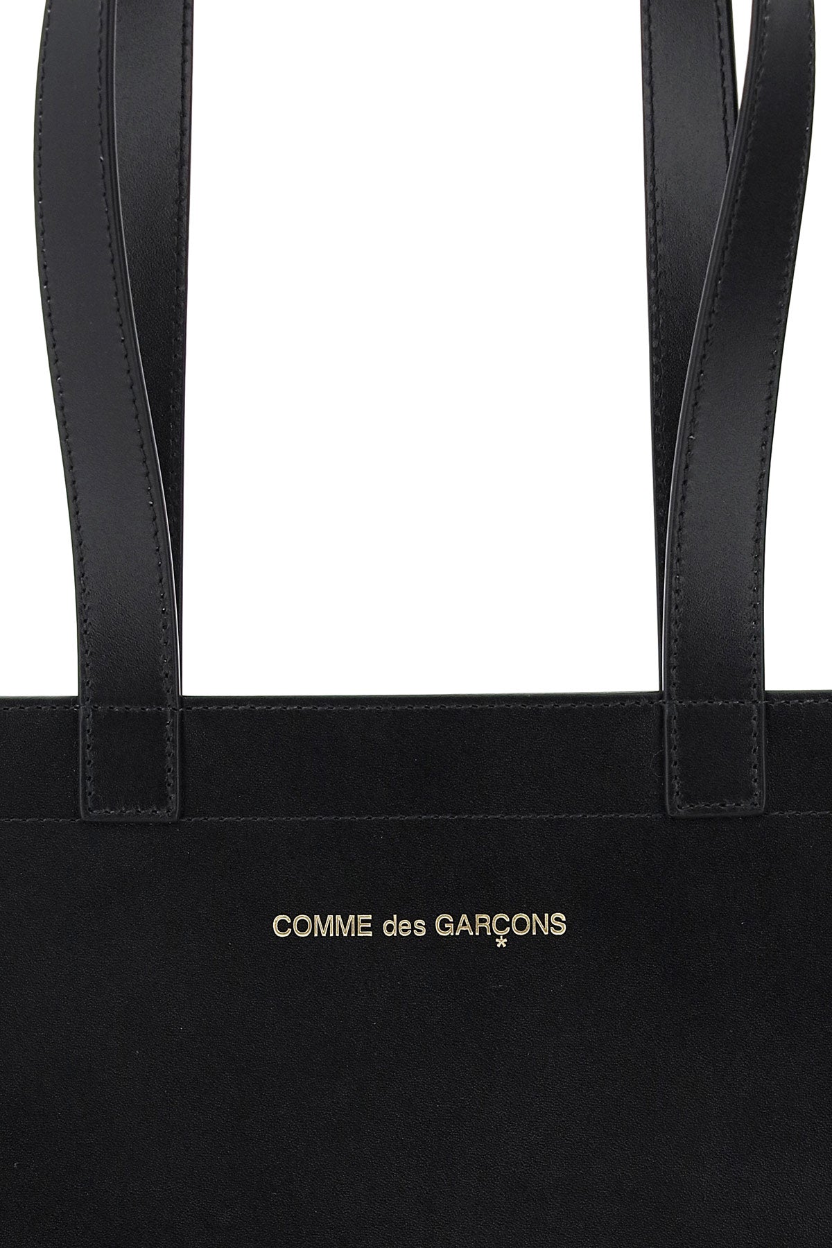 Leather Tote Bag With Logo  - Black