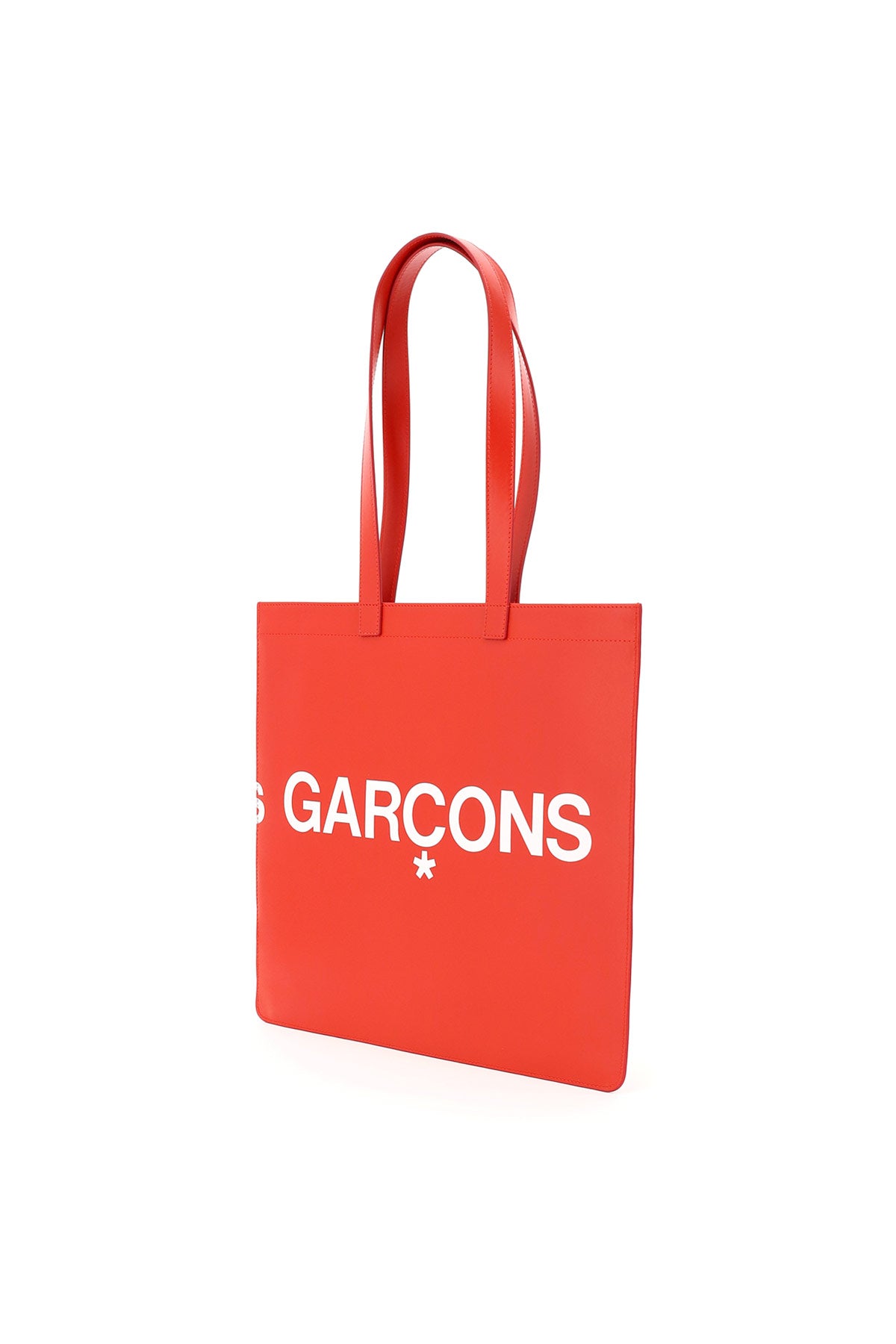 Leather Tote Bag With Logo  - Red