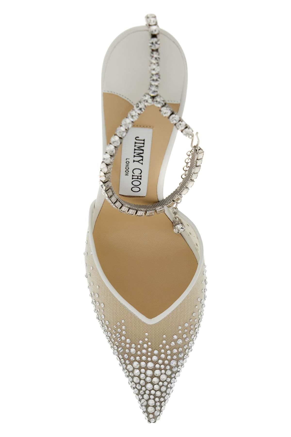 Saeda 100 Pumps With Crystals  - White