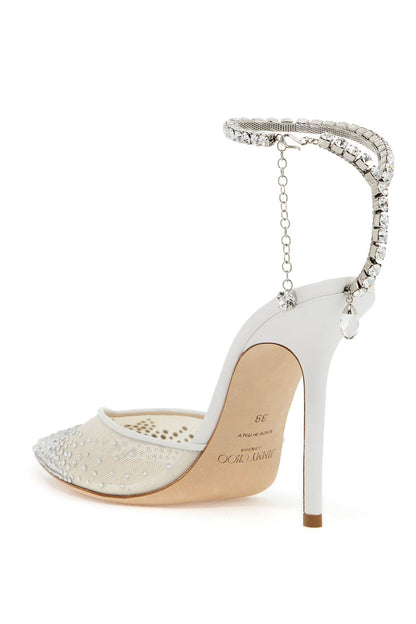 Saeda 100 Pumps With Crystals  - White