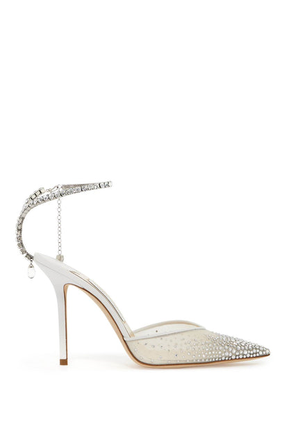 Saeda 100 Pumps With Crystals  - White