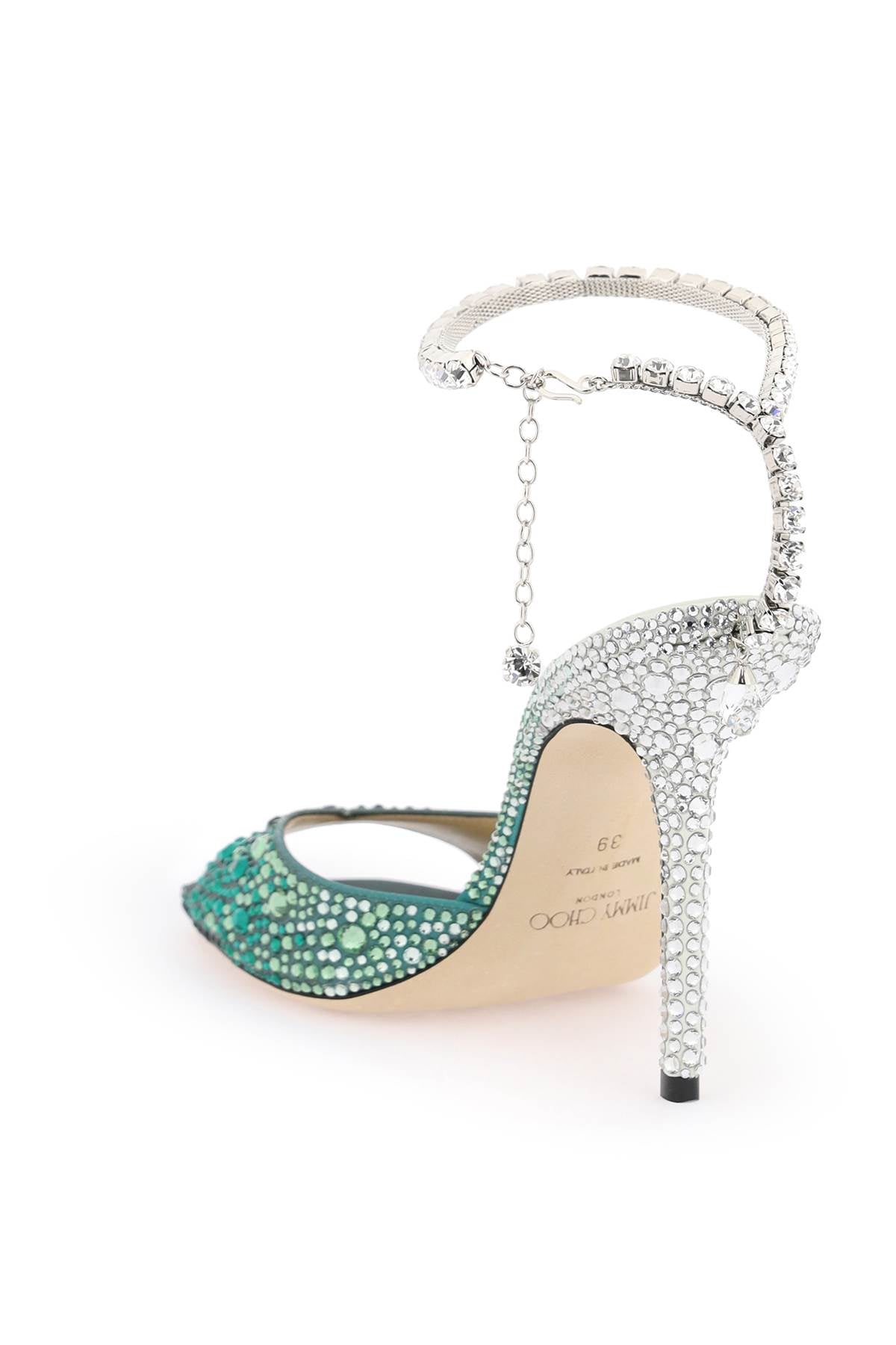 Saeda 100 Sandals With Degradé Crystals  - Green