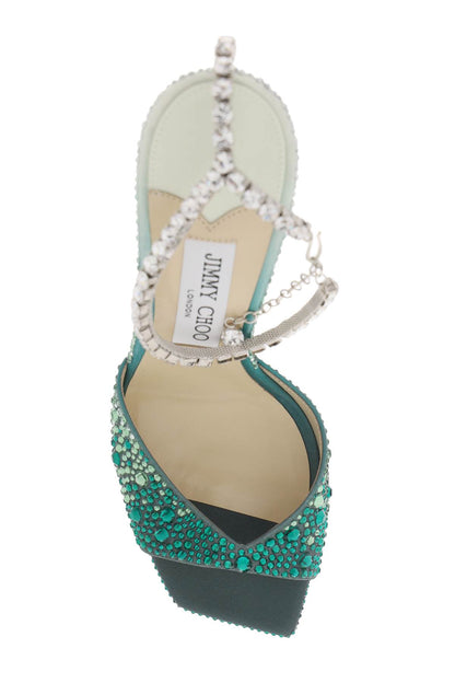 Saeda 100 Sandals With Degradé Crystals  - Green