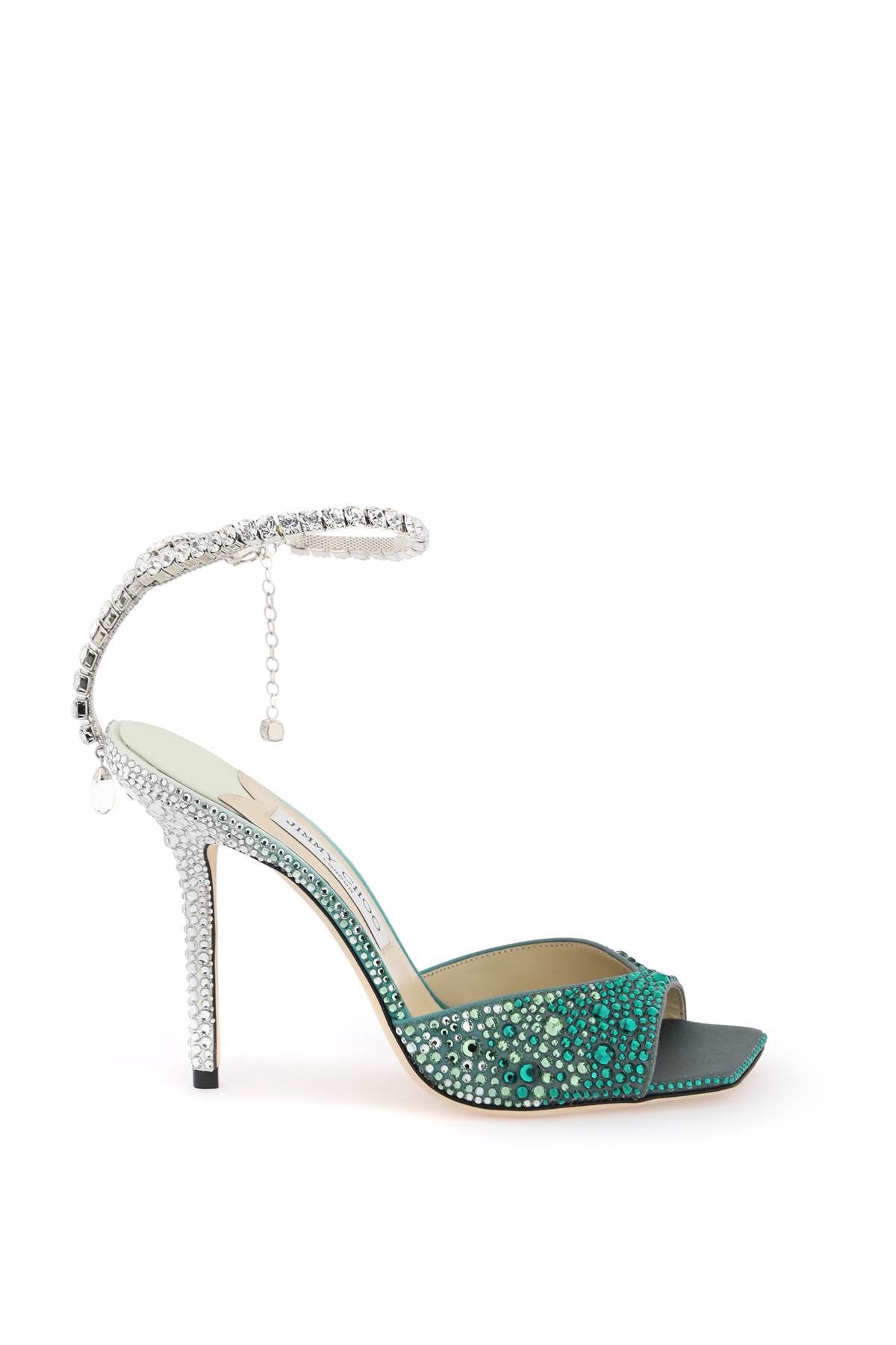 Saeda 100 Sandals With Degradé Crystals  - Green