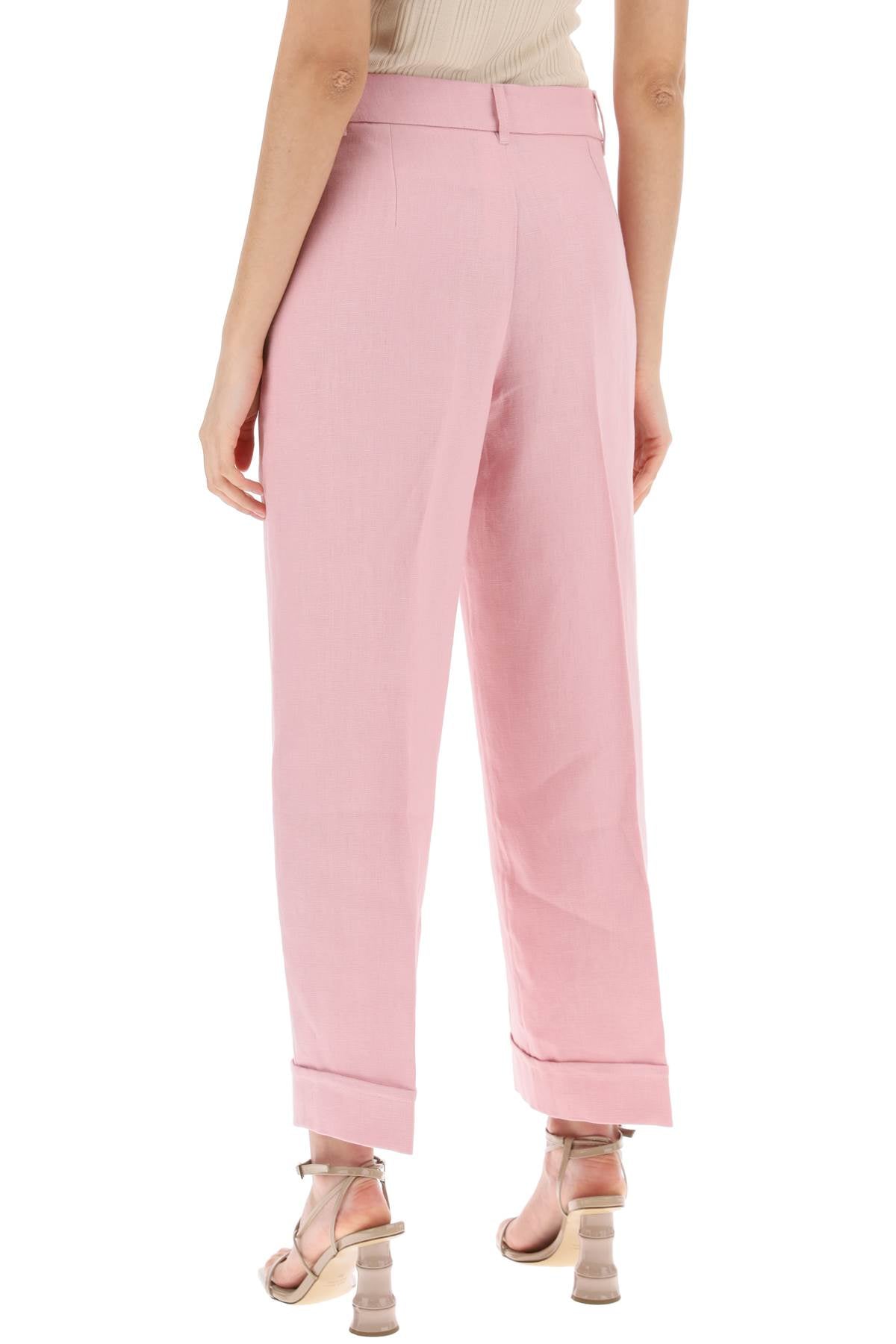 'linen Cigarette Pants In 'salix  - Pink