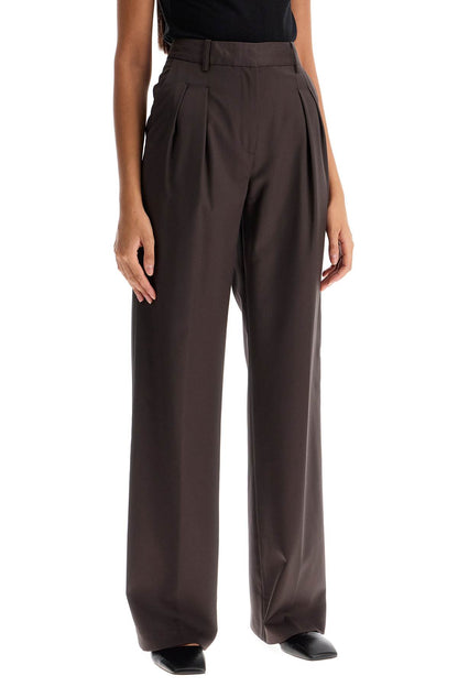 Double Pleat Trousers  - Brown