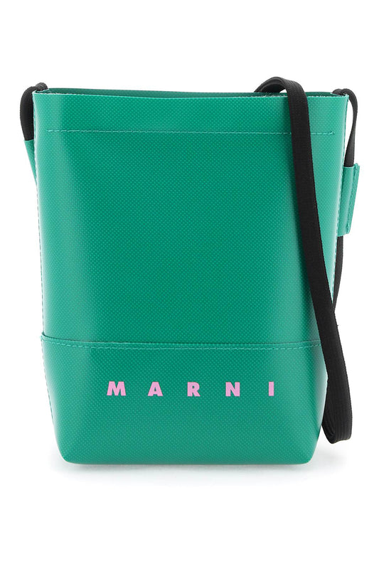 Coated Canvas Crossbody Bag  - Green