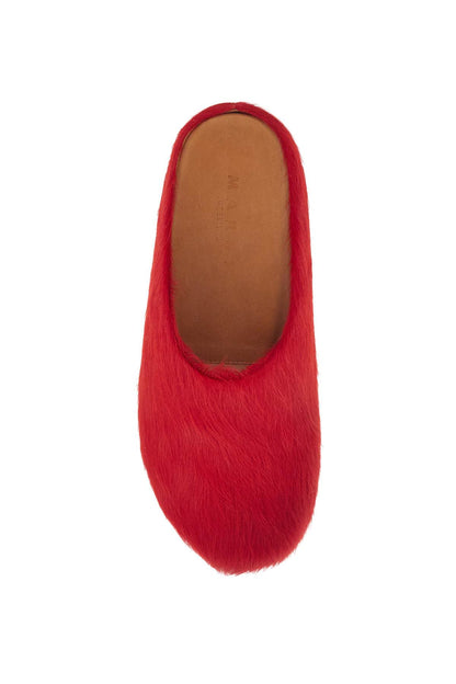 Long-haired Fussbett Clogs  - Red