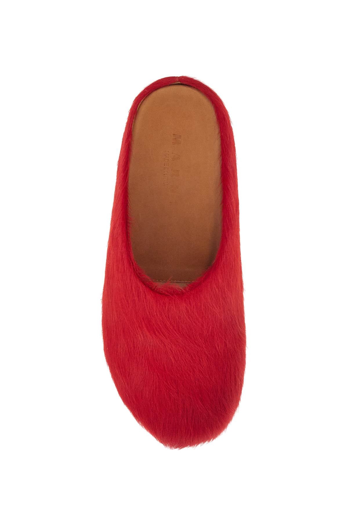 'long-haired Fur-lined Clog  - Red