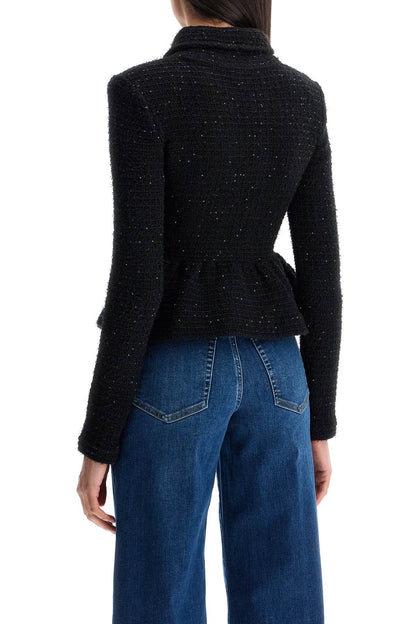 Textured Knit Peplum Jacket  - Black