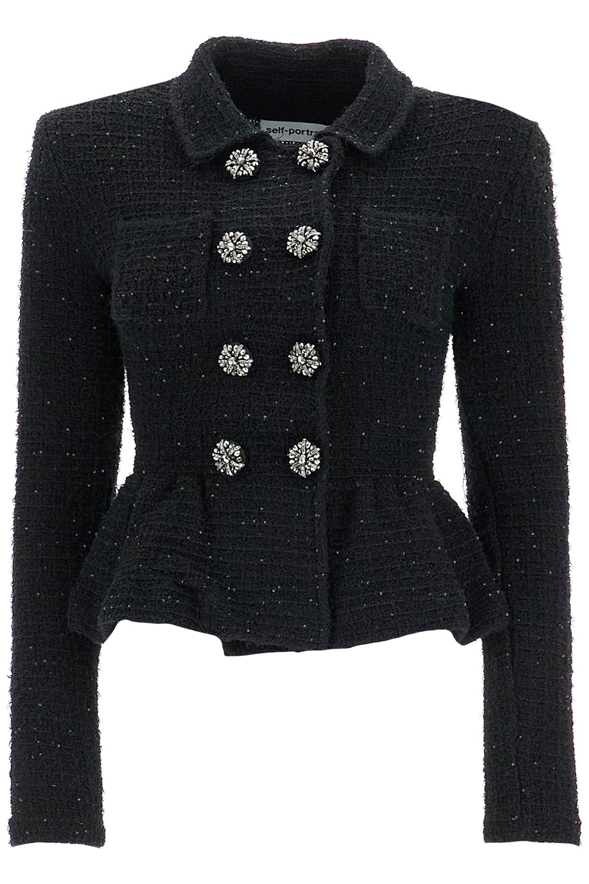 Textured Knit Peplum Jacket  - Black