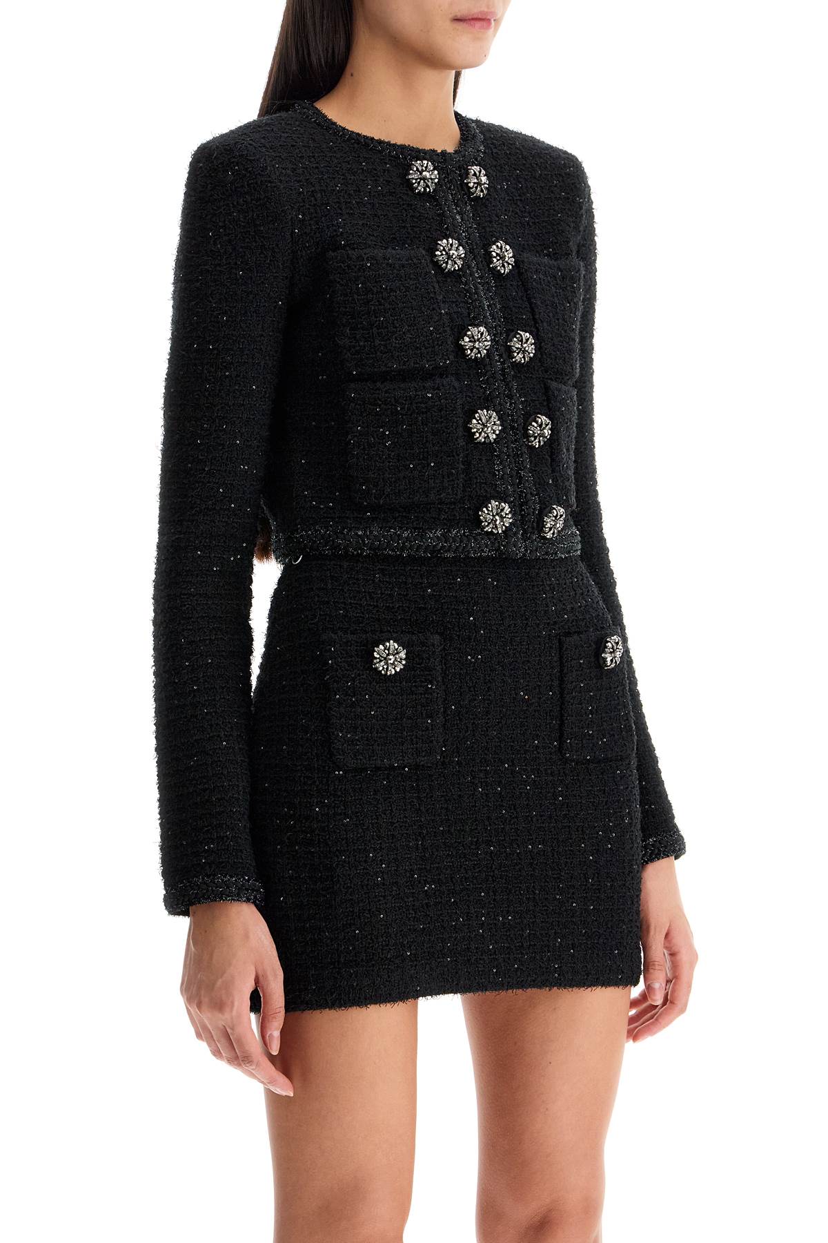 Short Jacket With Sequins  - Black