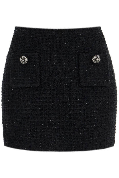 Sequined Mini Sk  - Black