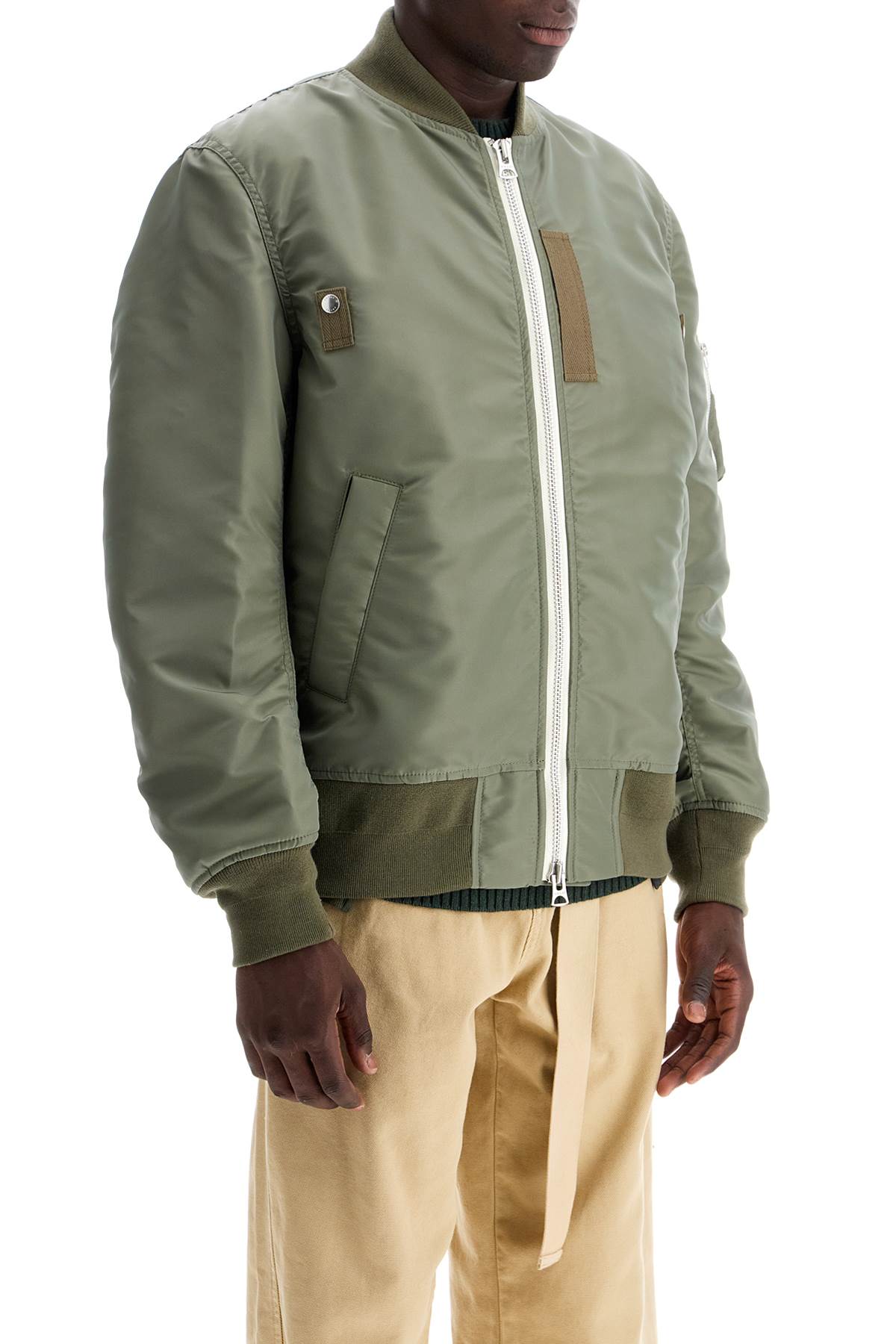 Nylon Bomber Jacket  - Khaki