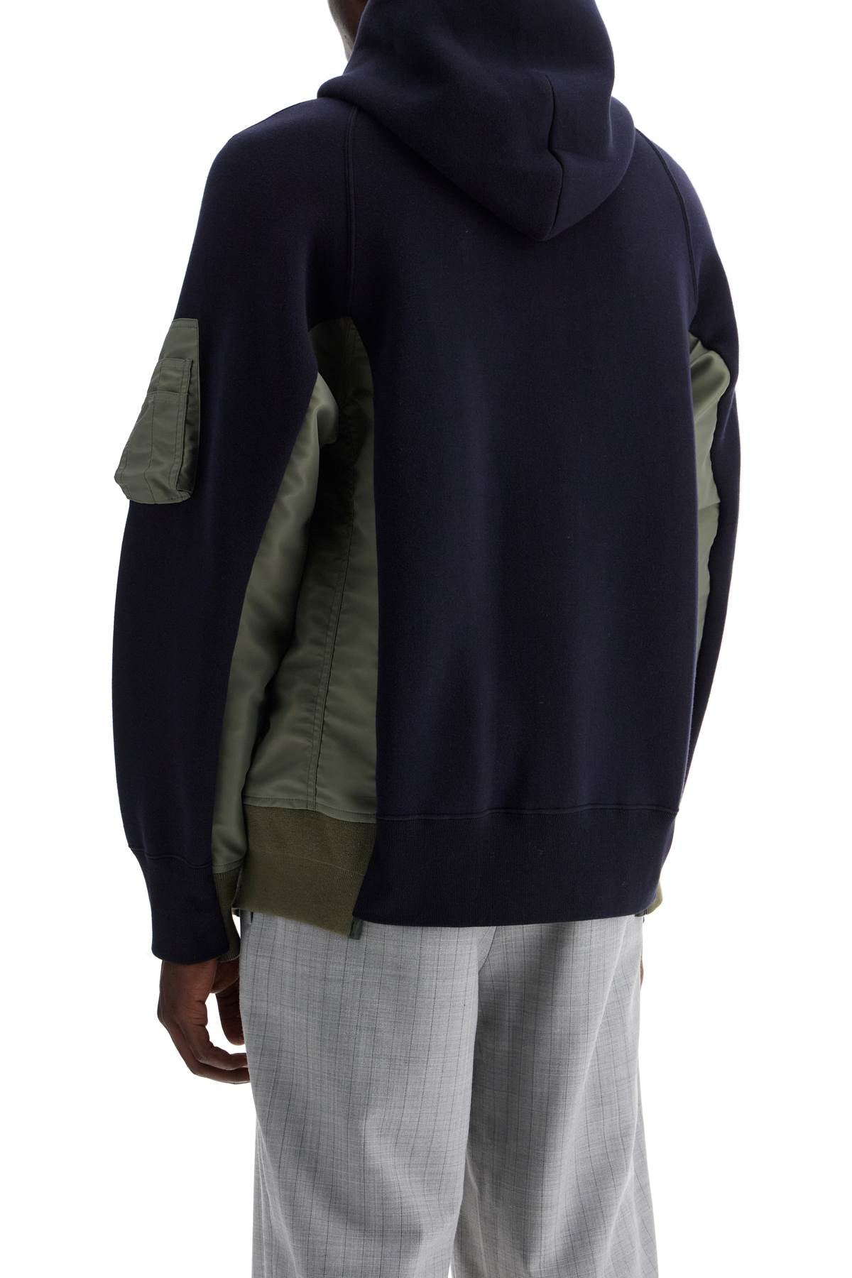 Layered Effect Sweatshirt Style Bomber  - Blue