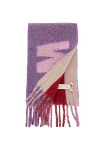 Wool And Mohair Scarf With Maxi Logo  - Purple