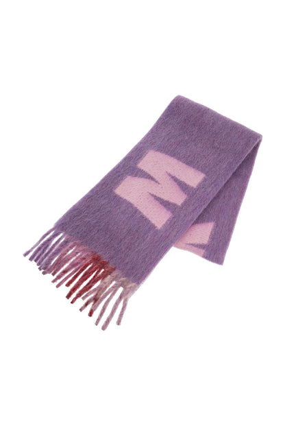 Wool And Mohair Scarf With Maxi Logo  - Purple