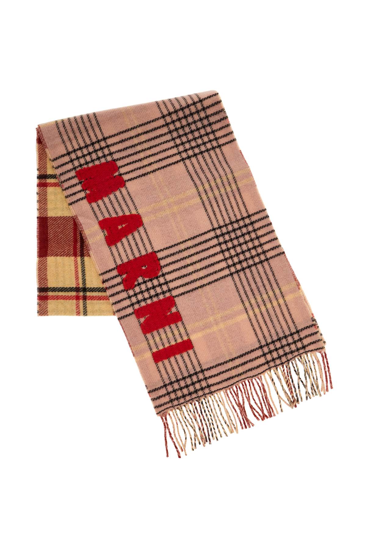 Double Check Wool Scarf In 8  - Pink