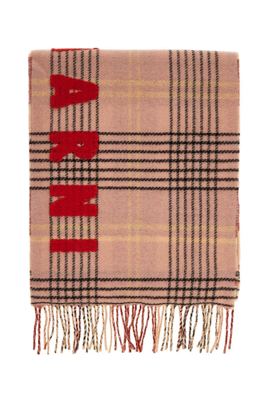 Double Check Wool Scarf In 8  - Pink