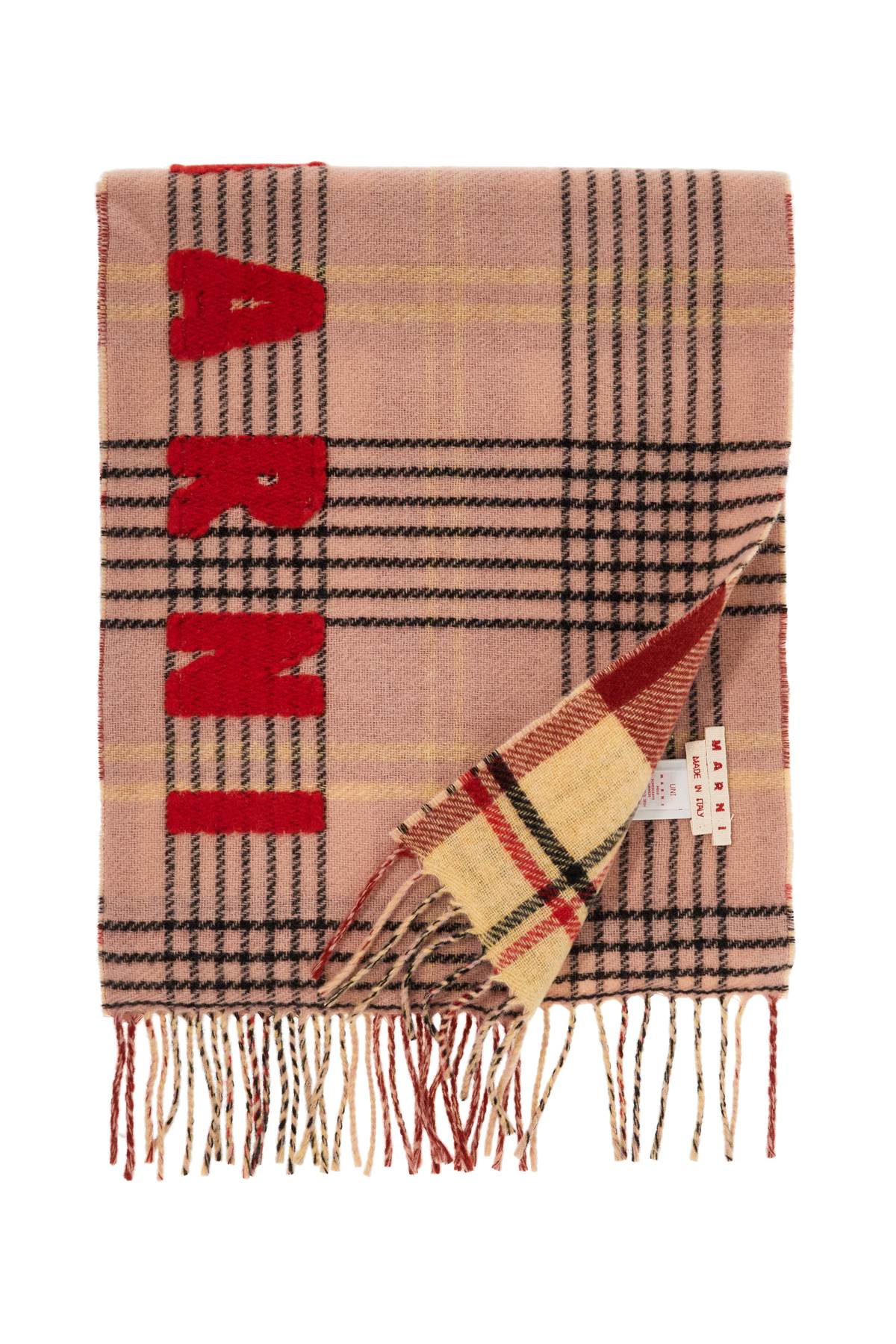 Double Check Wool Scarf In 8  - Pink