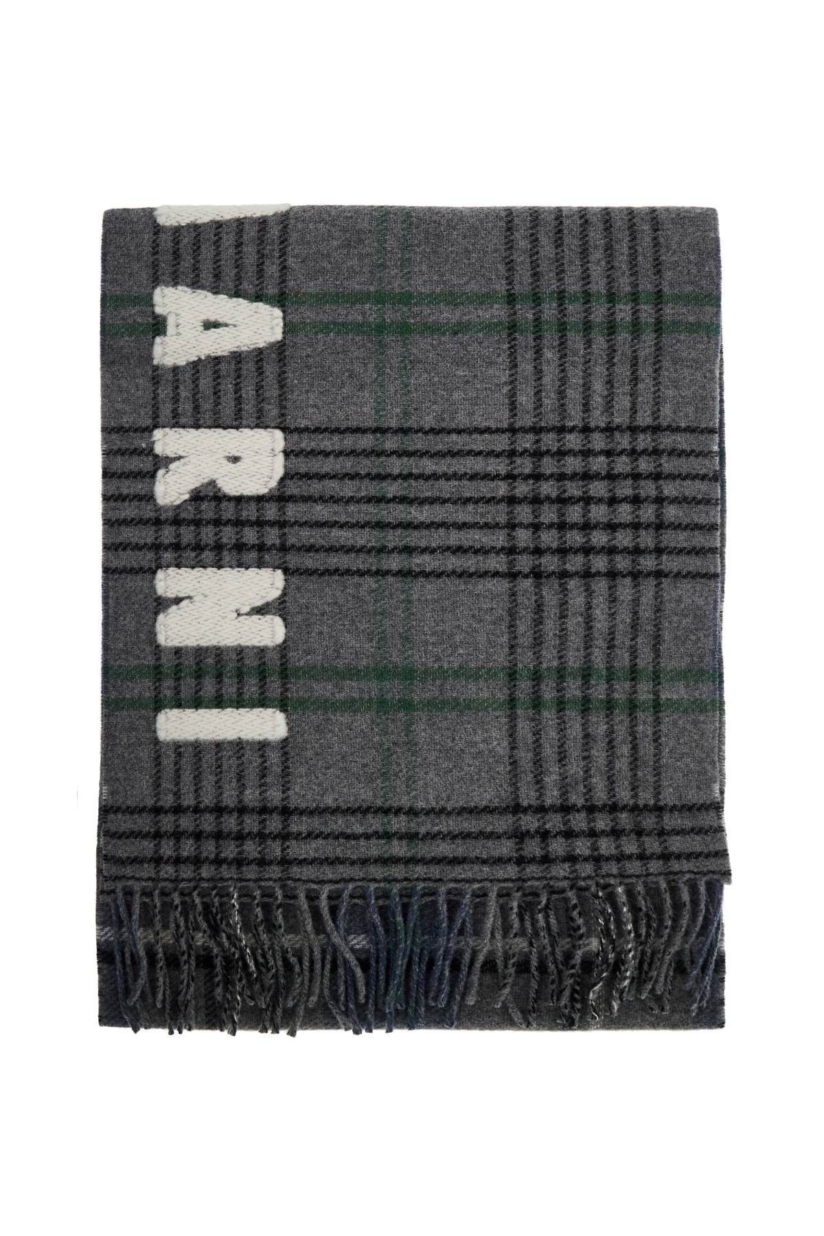 Double Check Wool Scarf In 8  - Grey