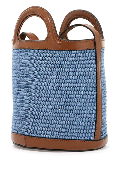 Raffia Tropicalia Bucket Bag  - Light Blue