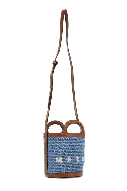 Raffia Tropicalia Bucket Bag  - Light Blue