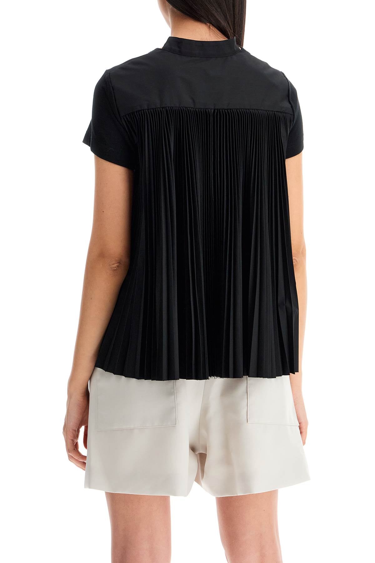 Pleated Back T-shirt  - Black