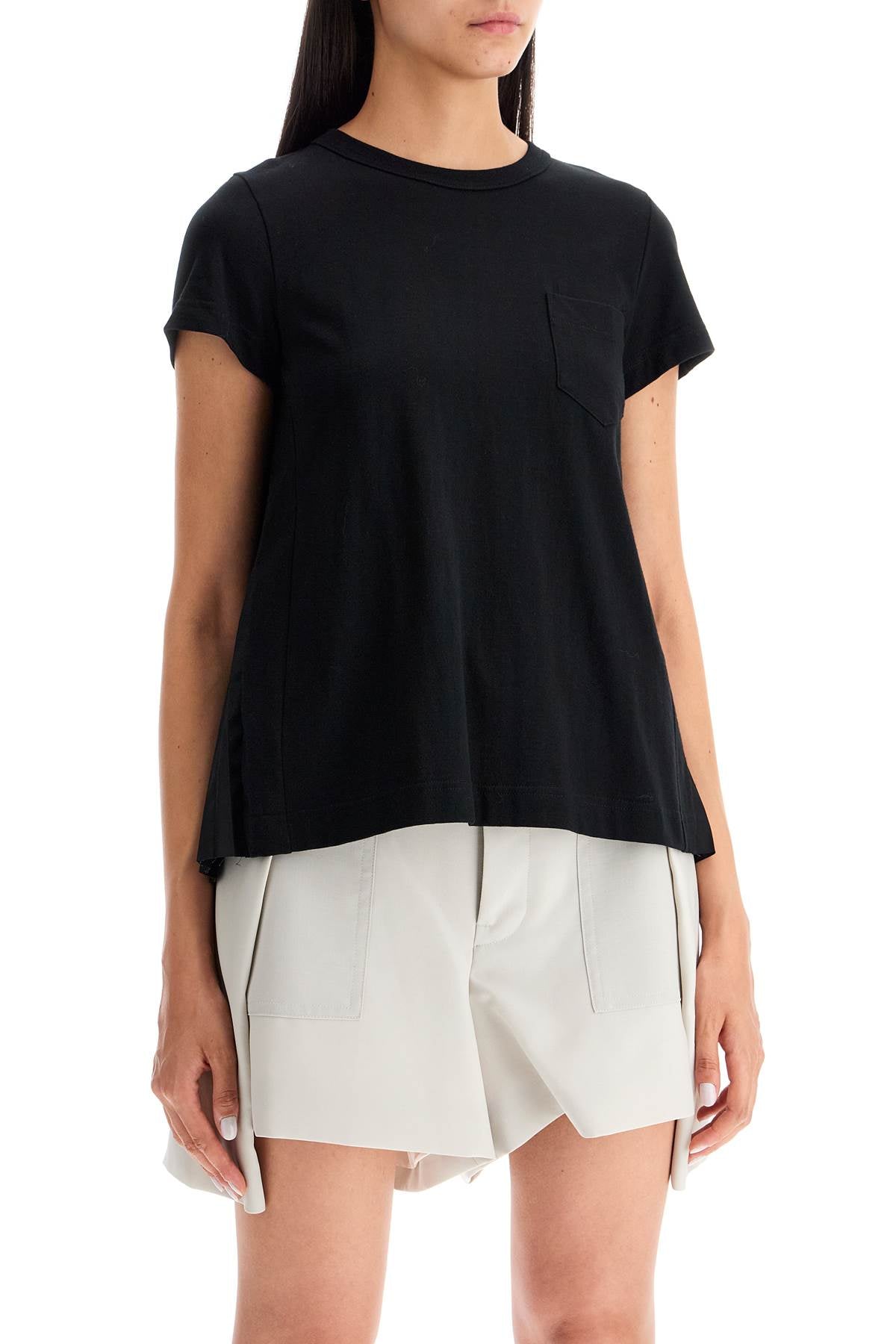 Pleated Back T-shirt  - Black