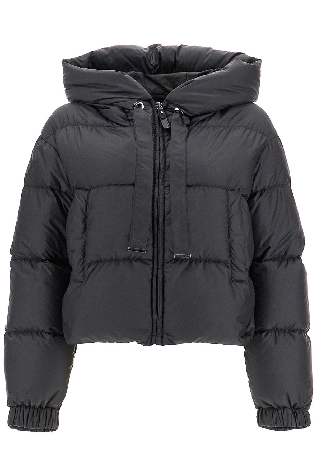 Short Hooded Down Jacket  - Black