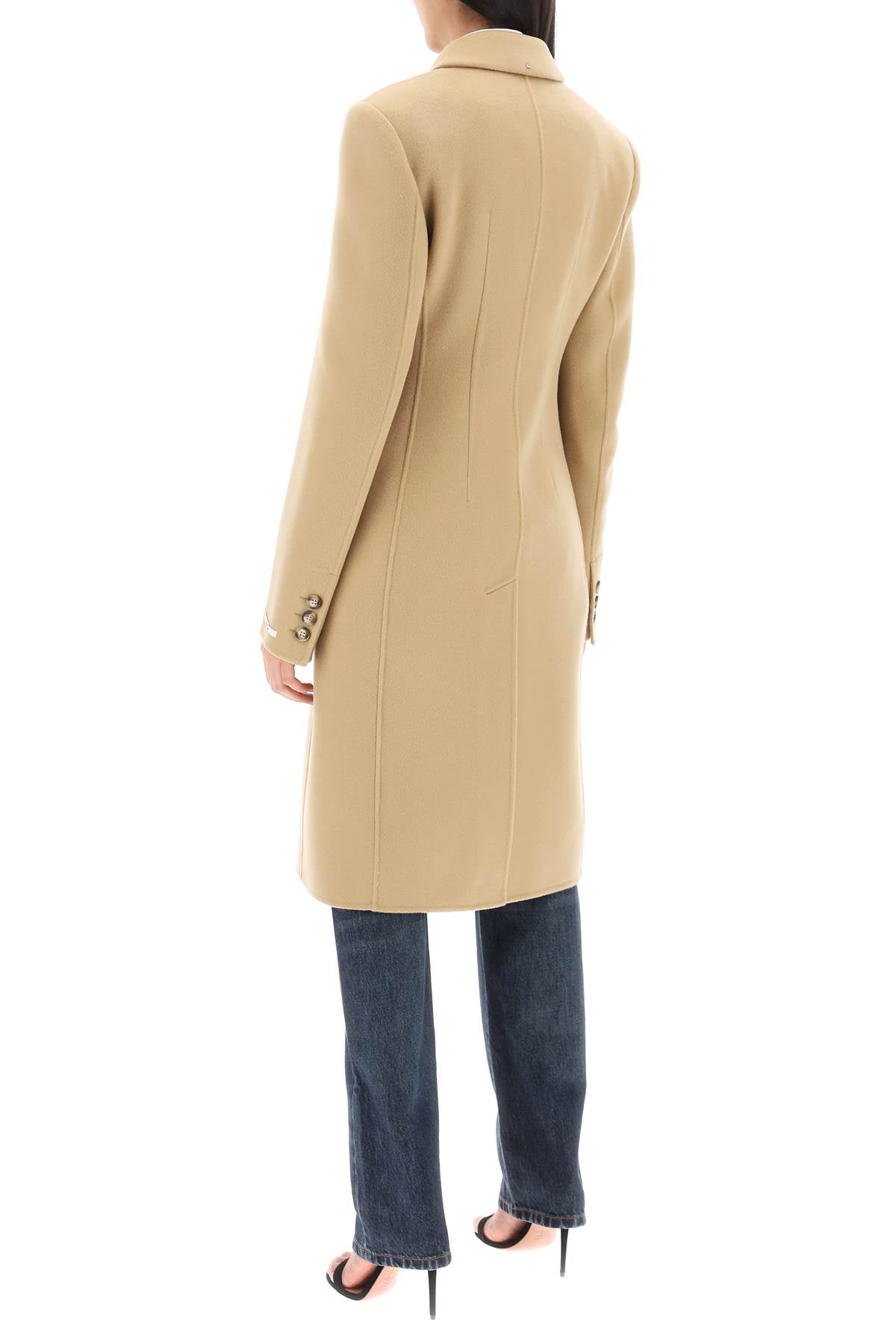 Selim Double-breasted Wool Coat  - Beige