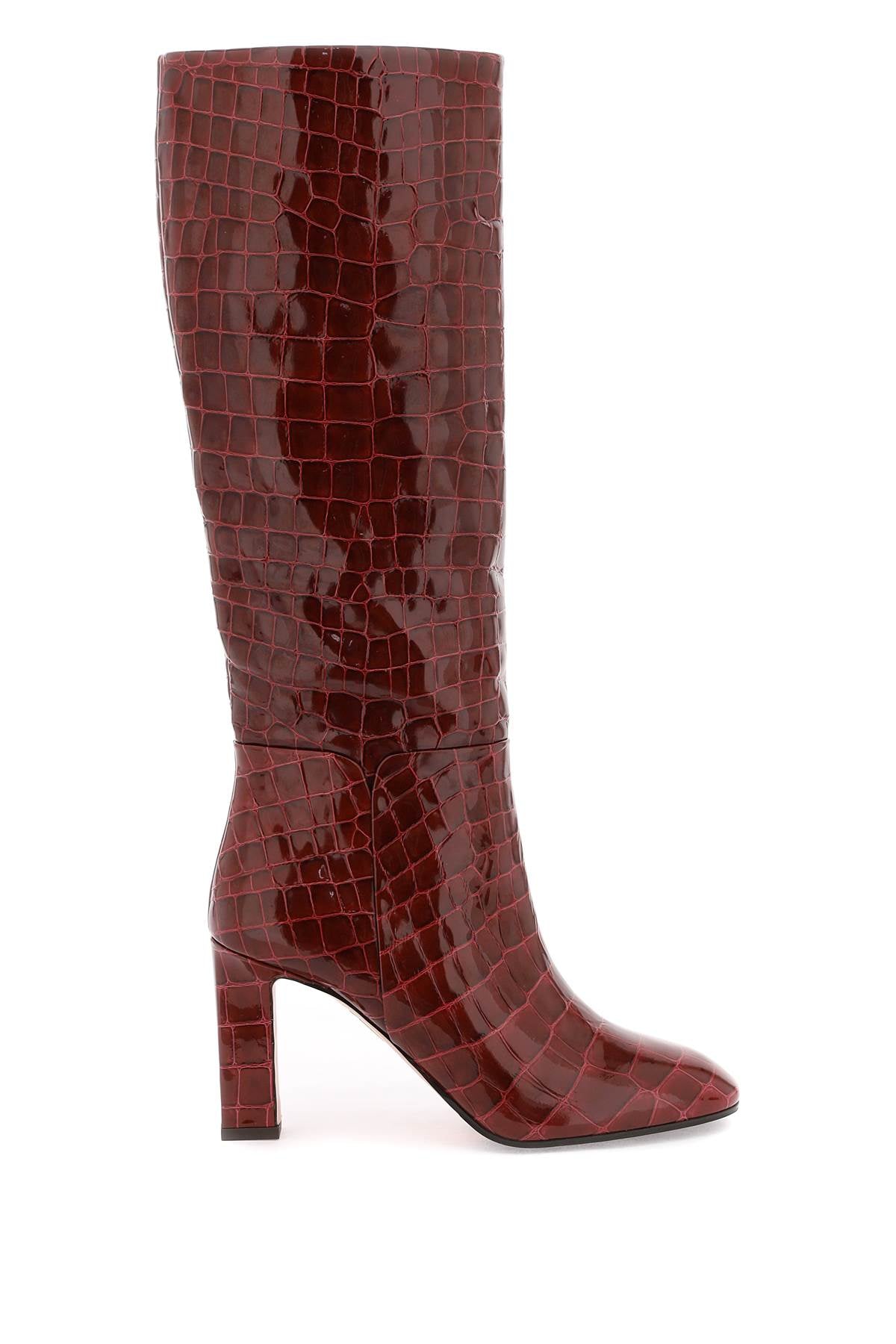 Sellier Boots In Croc-embossed Leather  - Rosso