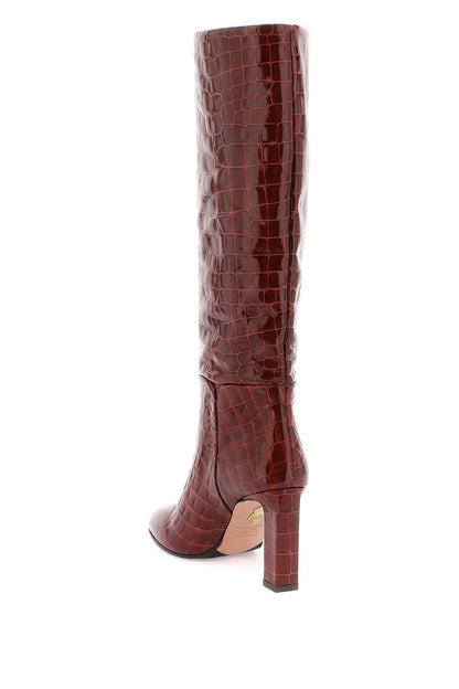 Sellier Boots In Croc-embossed Leather  - Rosso